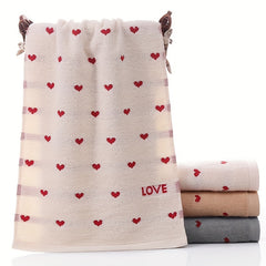 Heart Pattern Cartoon Hand Towel Absorbent Skin-Friendly 13 x 29in