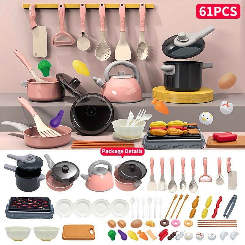 Kids Play Kitchen Toy Set with Cooking Pot and Stove