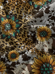 Western Style Short Sleeve T shirt Girls Sunflower Print Comfy Summer Clothes
