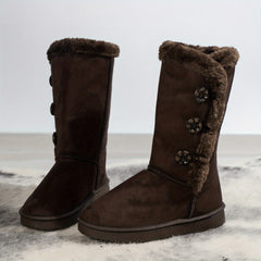 Women's Plush Lined Winter Boots Thermal Snow Boots Warm Mid Calf Boots