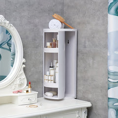 Rotatable Corner Storage Rack with Dust-proof Shelf