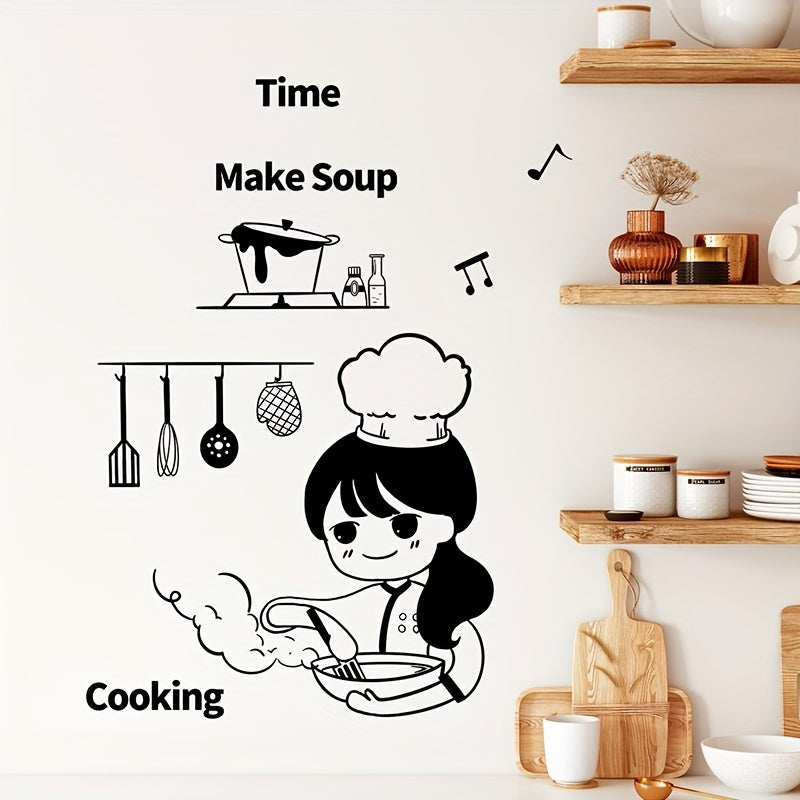 Cartoon Waterproof Vinyl Wall Sticker Mural for Kitchen Decor