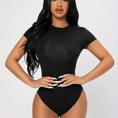 Slim Fit Crew Neck Bodysuit Short Sleeve Casual Bodysuit