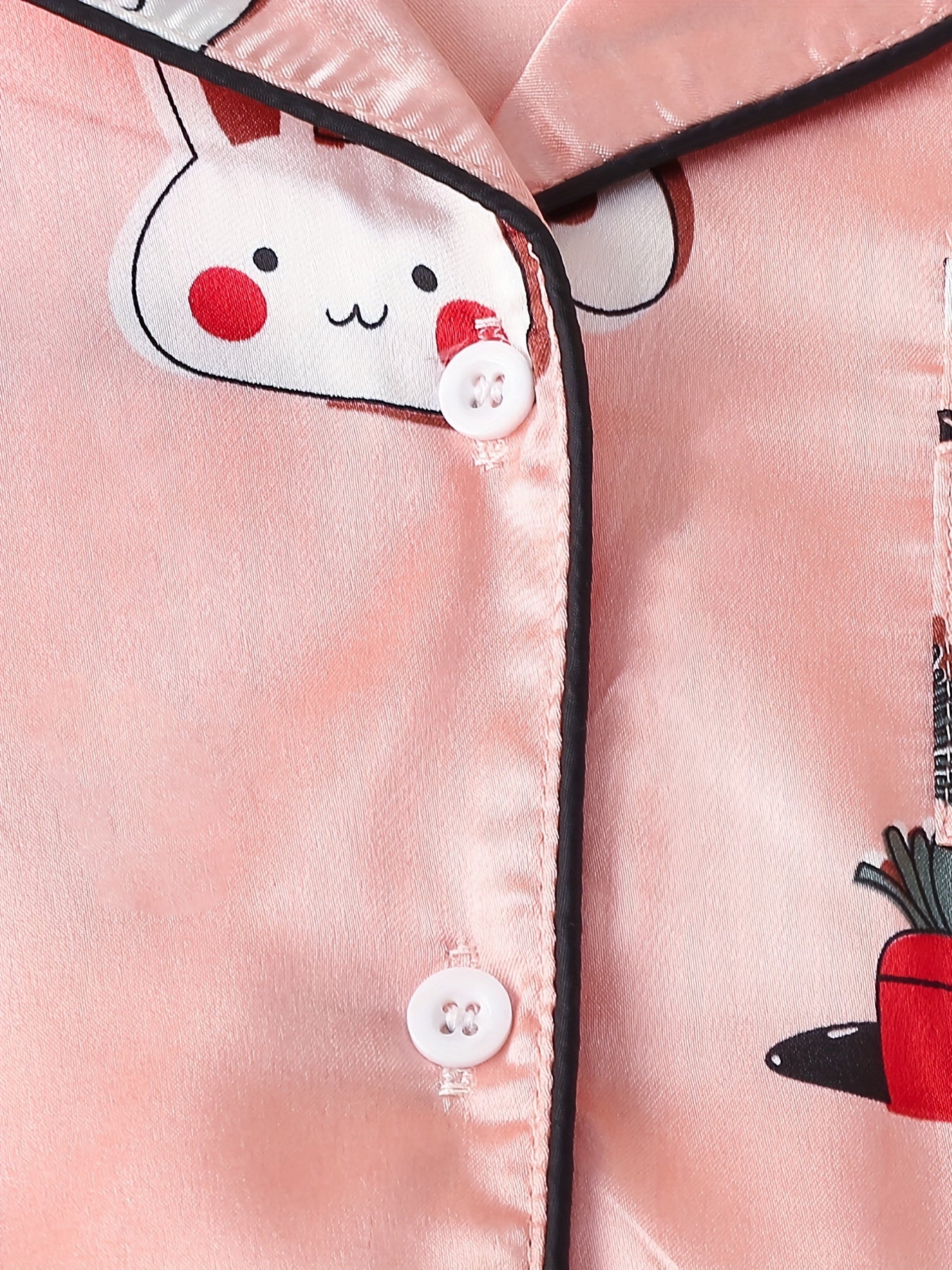 Girls Bunny Graphic Pajamas Set Short Sleeve Nightwear Lounge Suit
