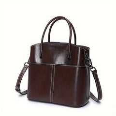 Leather Women's Casual Tote Bag Coffee Brown