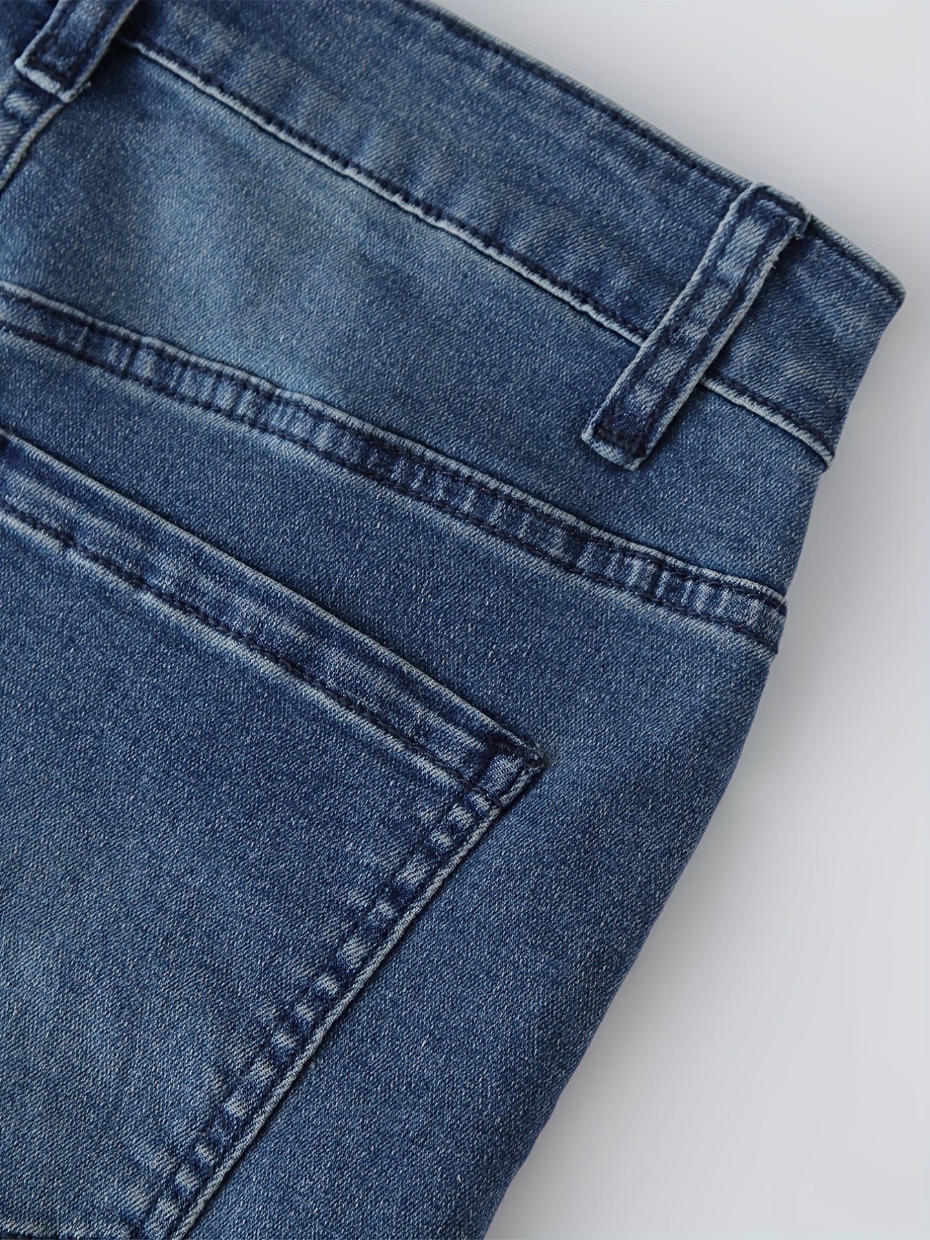 Casual Denim Shorts Women's Plus Washed Button Fly Fringe Trim