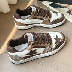 Women's Star Pattern Sneakers Casual Lace Up Low Top Outdoor Shoes