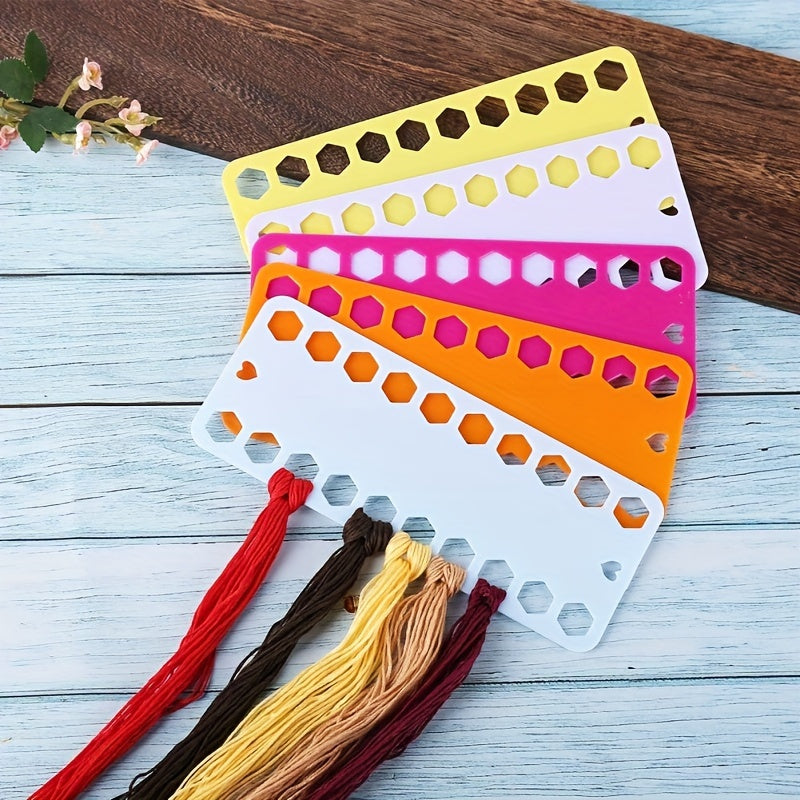 5pcs Plastic Spools Thread Winder Board Cards for Cross Stitch Storage