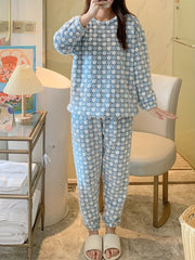Polka Dot Fuzzy Pajama Set Women's Sleepwear