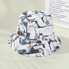 Vintage Graffiti Print Bucket Hat Lightweight Breathable