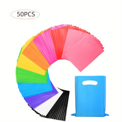 50pcs Rainbow Gift Bags 7.87x6inch Bulk for Easter Christmas Valentine