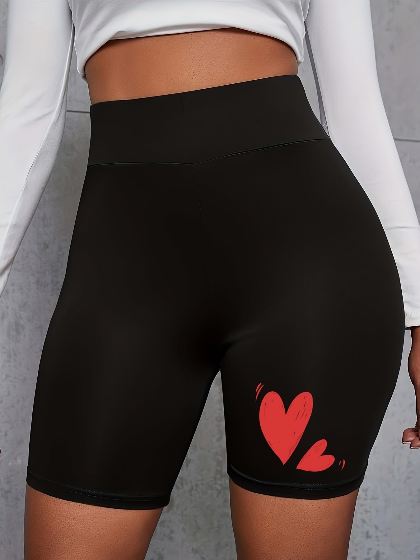 Casual Shorts Women's Plus & Letter Print Skinny Sporty Shorts