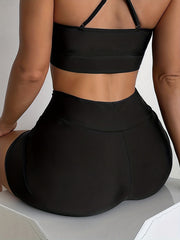 Lips Print Biker Shorts High Waist Sports Yoga Casual Shorts