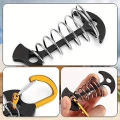 10pcs Fishbone Deck Anchor Pegs With Carabiners Aluminium Tie Down Stakes