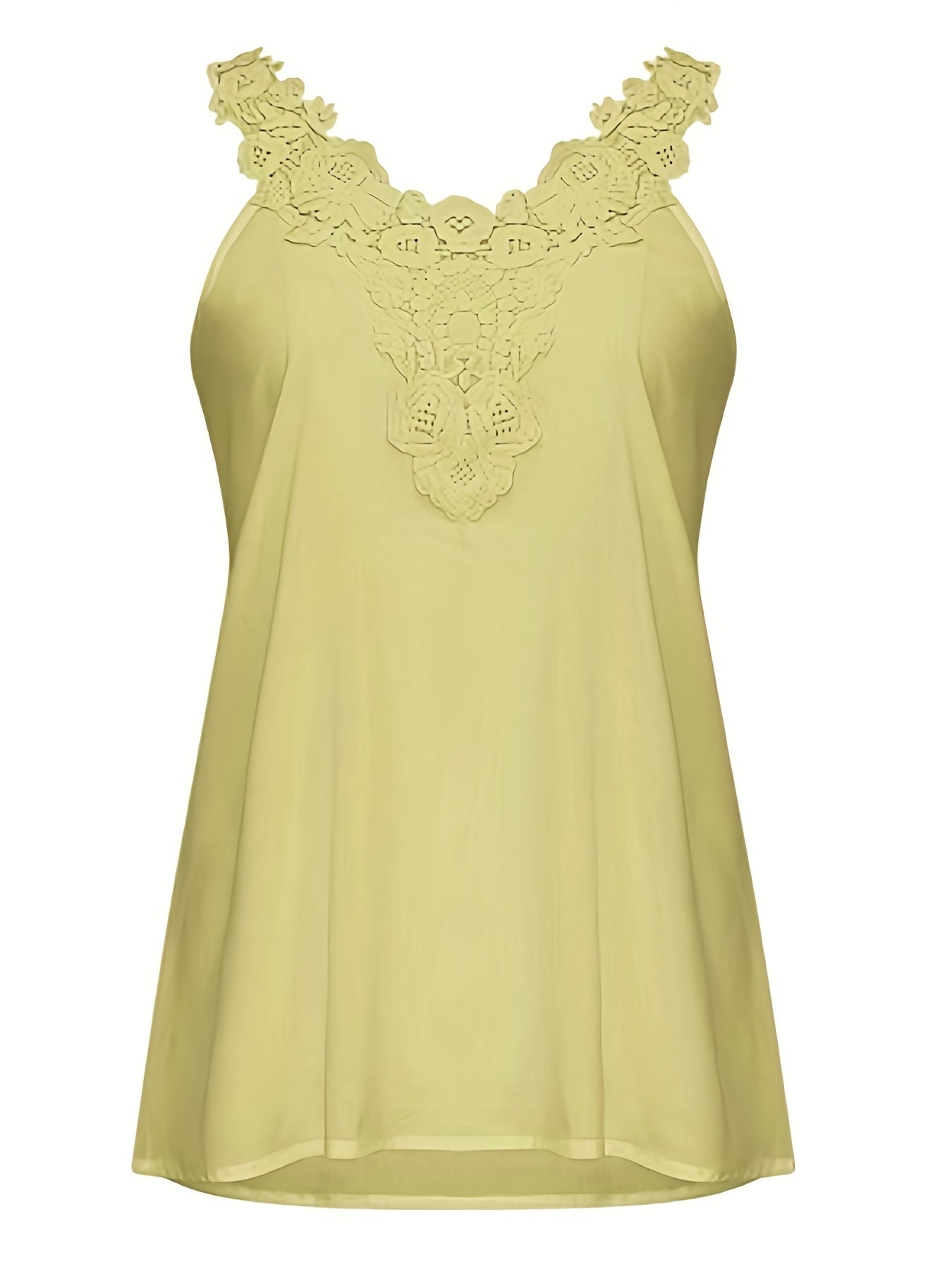 Floral Lace Stitching Tank Top Crew Neck Summer Sleeveless