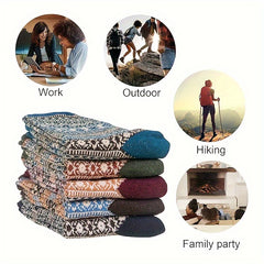 5 Pairs Winter Wool Couple Socks Warm Holiday Vintage Style