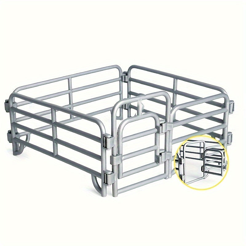 Rustic Farmhouse Decorative Fence PVC Model for Sand Table Play Gray