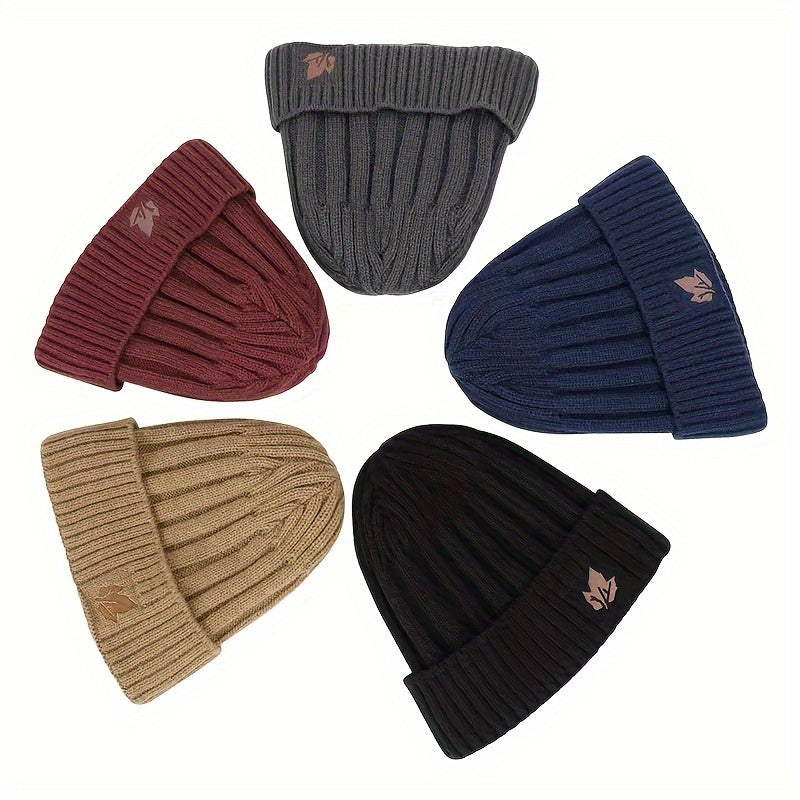Winter Velvet Beanie Hat Maple Leaf Print Outdoor Ski Hat