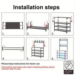 Coat Rack Shoe Storage Shelf Hanging Stand Hats Coats Drying Balcony Clothes