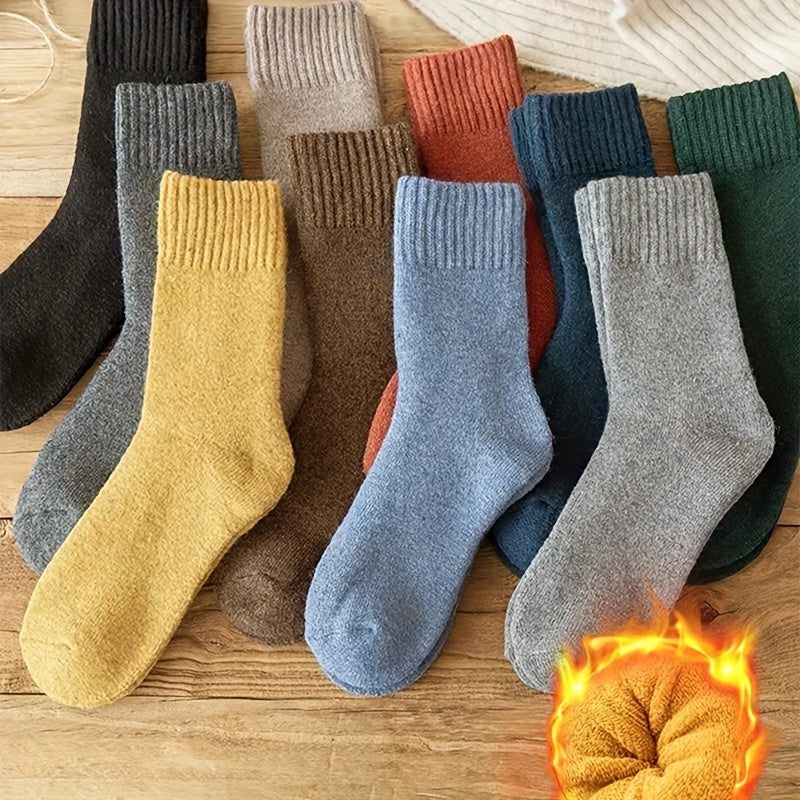 5 Pairs Winter Mid-calf Fleece Socks for Men & Women