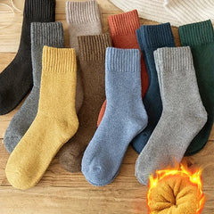 5 Pairs Winter Mid-calf Fleece Socks for Men & Women