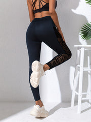 Yoga Sports Leggings High Waist Mesh Insert Tight Pants