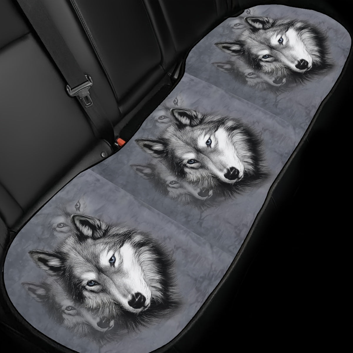 Gray Wolf Print Car Seat Cushion Set