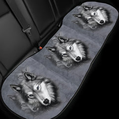 Gray Wolf Print Car Seat Cushion Set