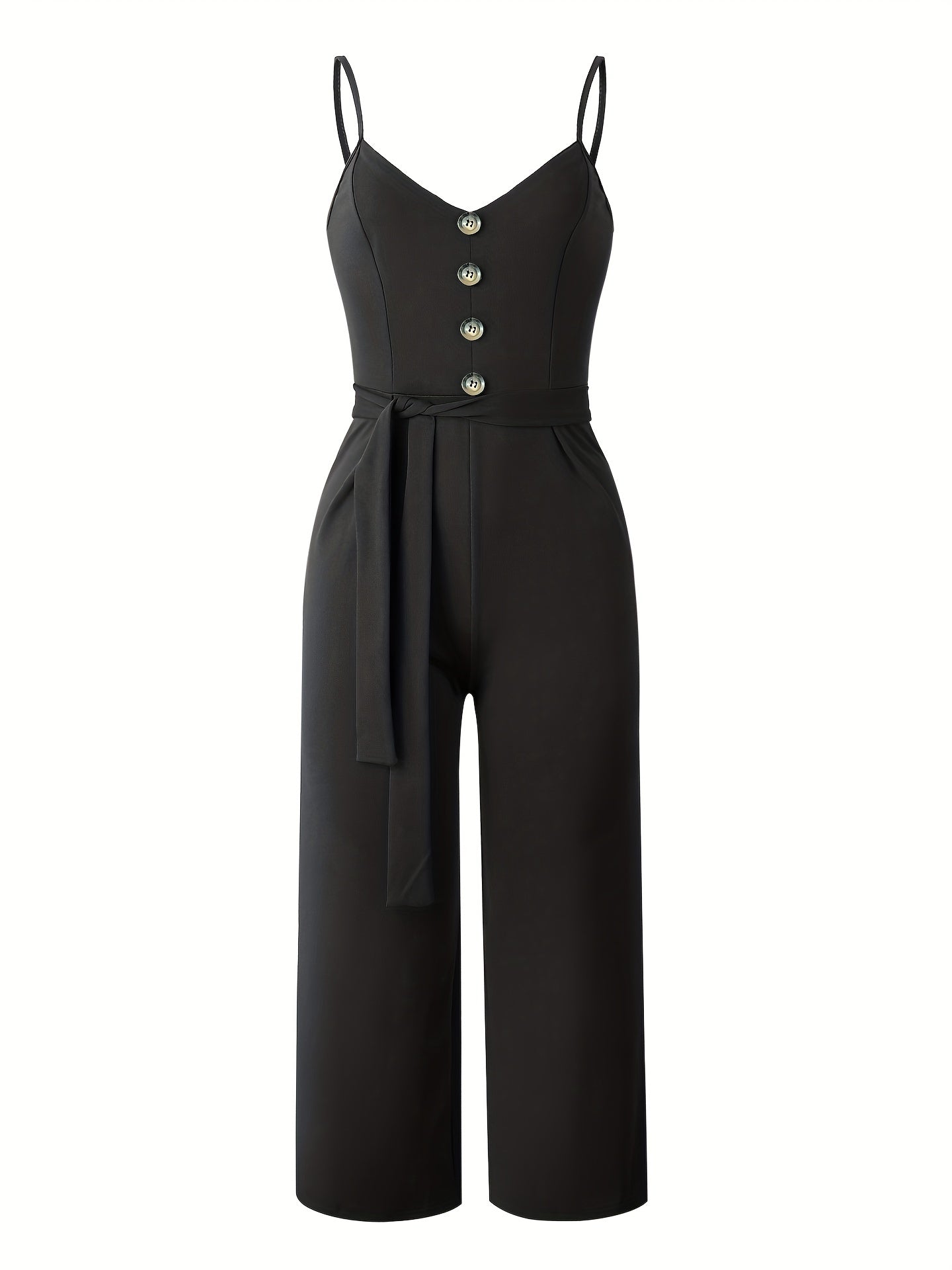 Button Front Cami Jumpsuit Backless Casual Jumpsuit