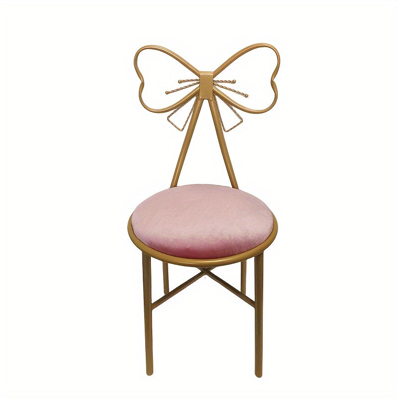 Makeup Vanity Girl Chair Stool Bedroom Bow Knot Backrest Side Table Seat Dressin