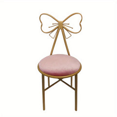 Makeup Vanity Girl Chair Stool Bedroom Bow Knot Backrest Side Table Seat Dressin