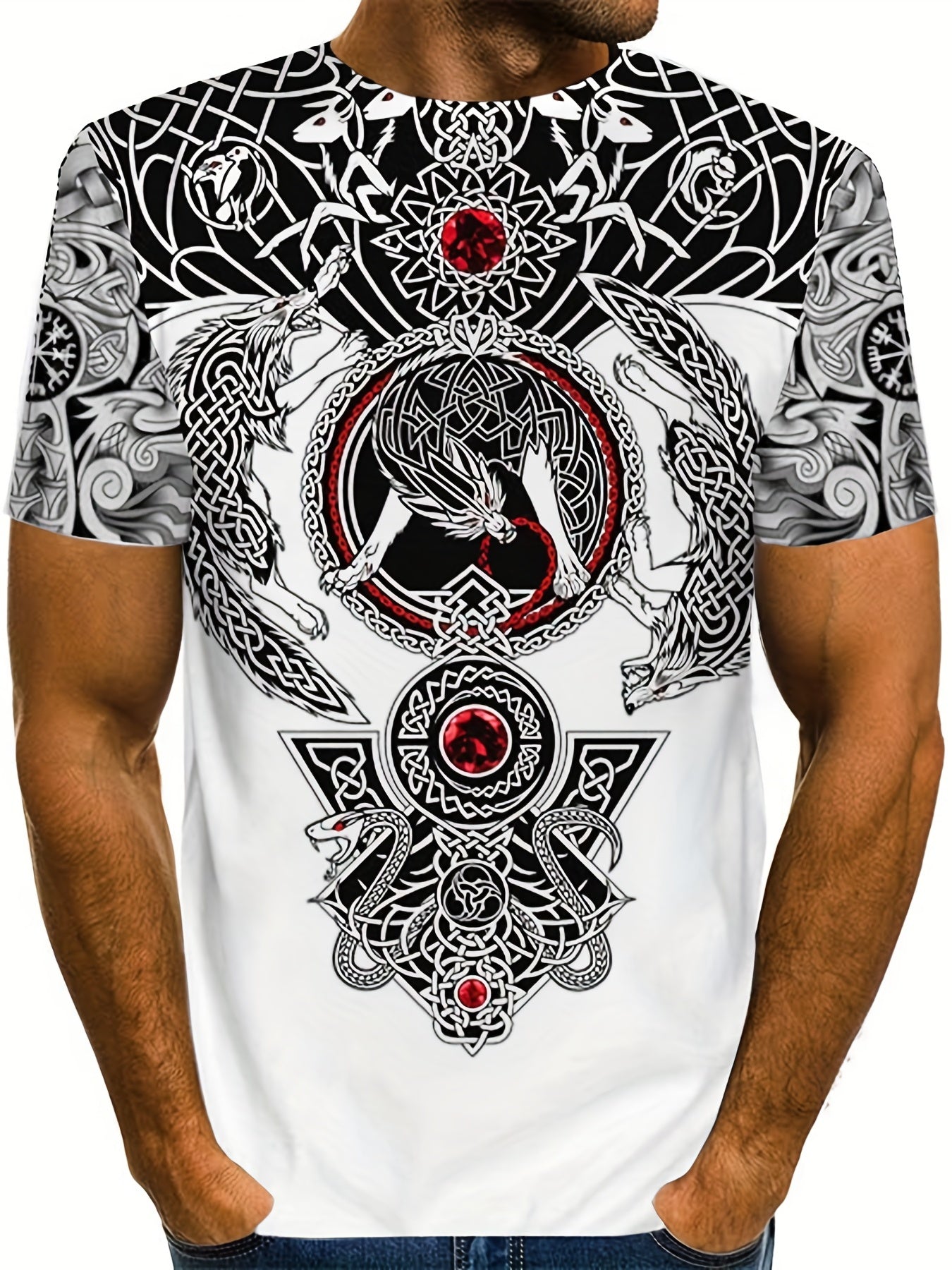 Men's Graphic Print T shirt Crew Neck Tee for Summer