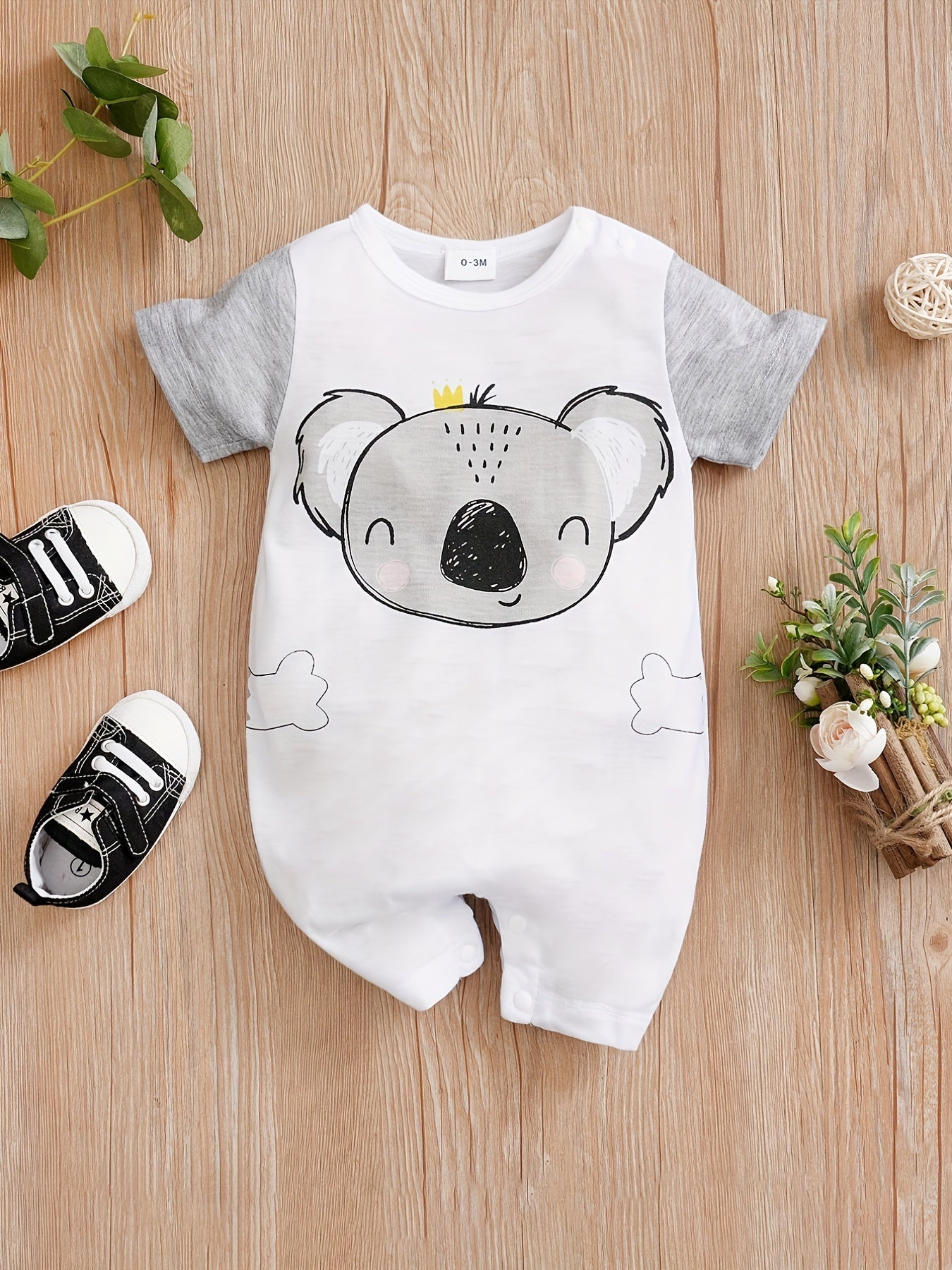 Baby's Cartoon Kola Crew Neck Short Sleeve Romper