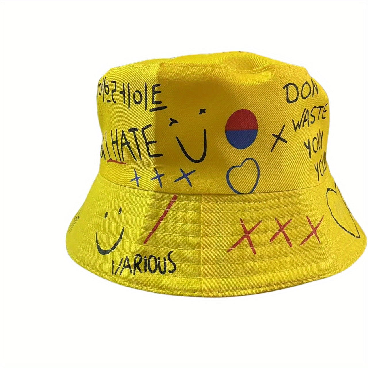 Hip Hop Graffiti Bucket Hat Short Brim Printed Basin Hat Unisex Couple