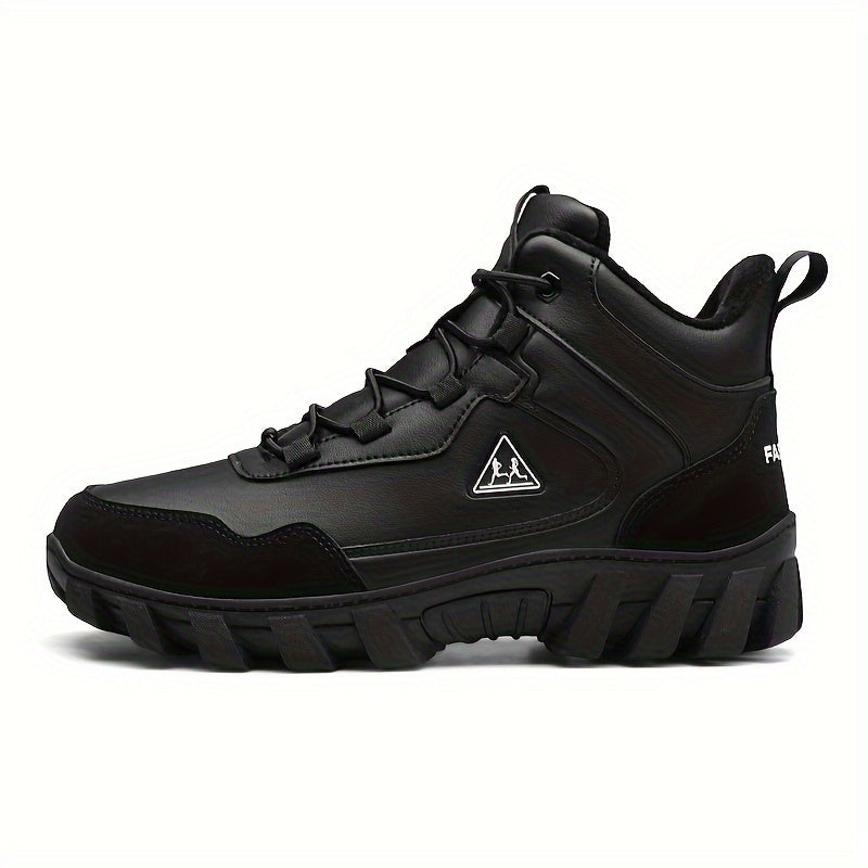 Faux Leather Snow Boots Round Toe High Top Thermal Snow Shoes