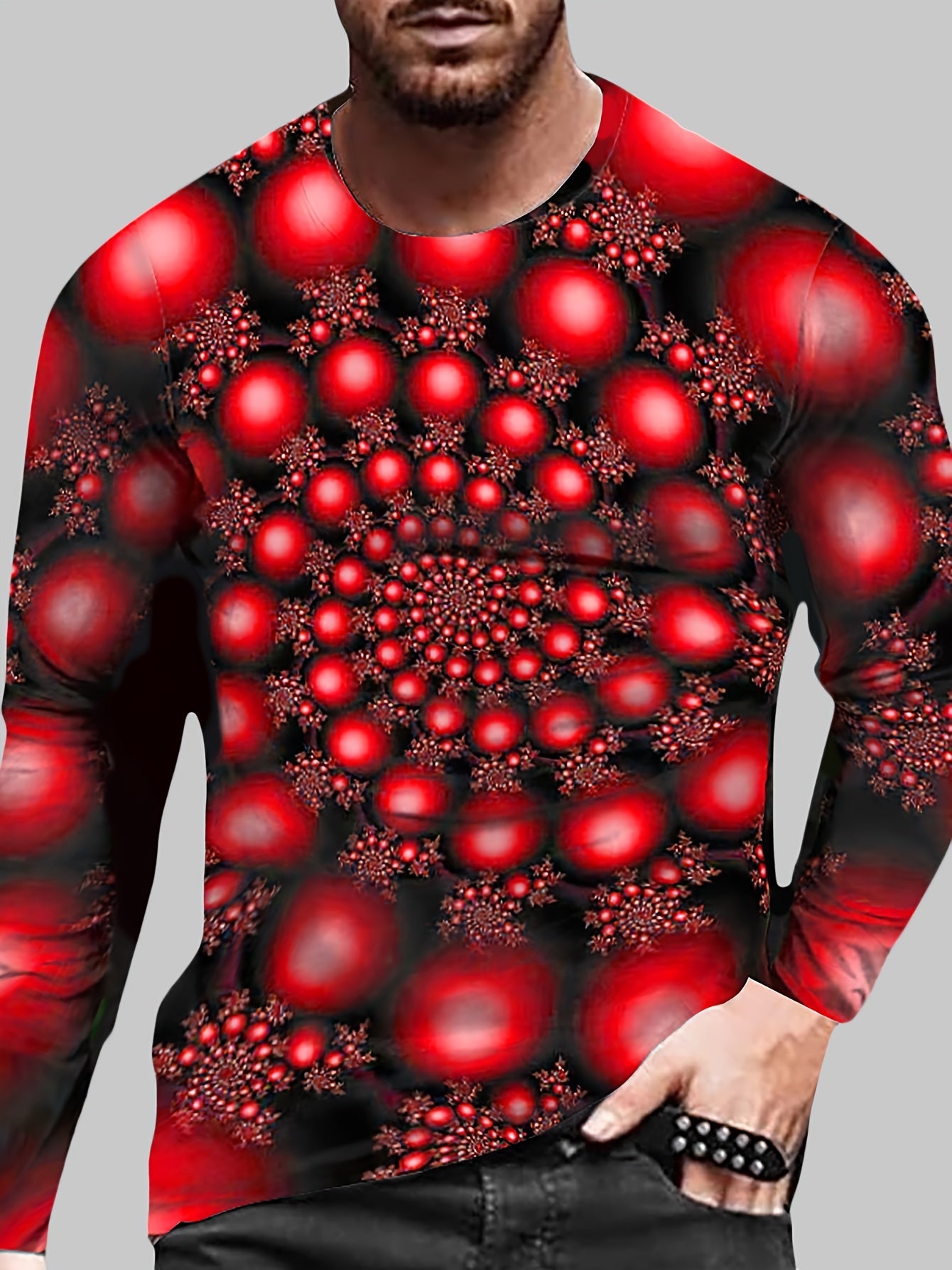 3D Pattern Print Men's Graphic Long Sleeves T-shirt Spring Autumn Tops