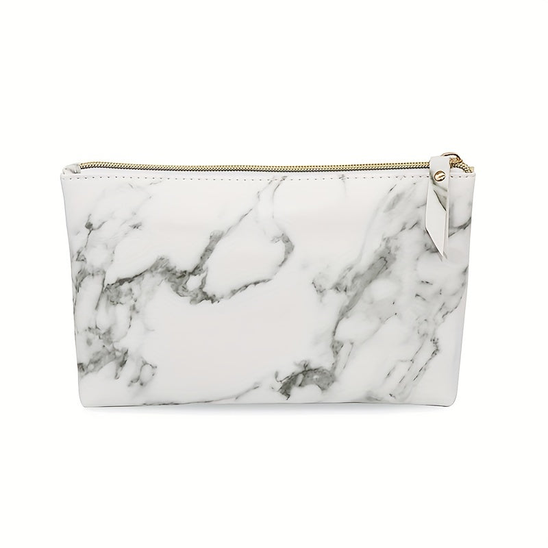 Marble Pattern Cosmetic Bag Travel Portable Water Resistant Zipper Pouch