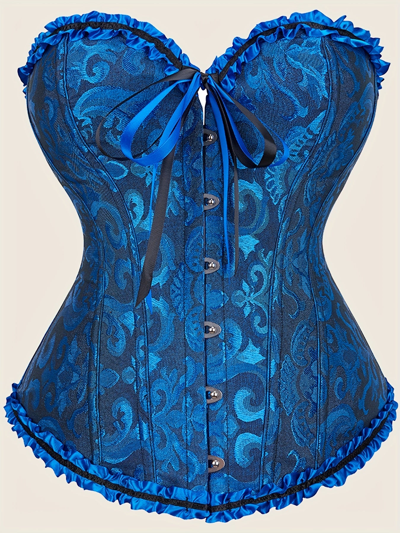 Strapless Corset Bustier Tummy Control Lace Up Jacquard Body Shaper