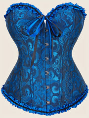 Strapless Corset Bustier Tummy Control Lace Up Jacquard Body Shaper