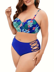 Tropical Print Push Up Bikini Set