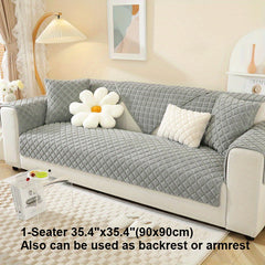 Plaid Sherpa Fleece Sofa Slipcover Solid Warm Cozy Sectional Sofa Covers