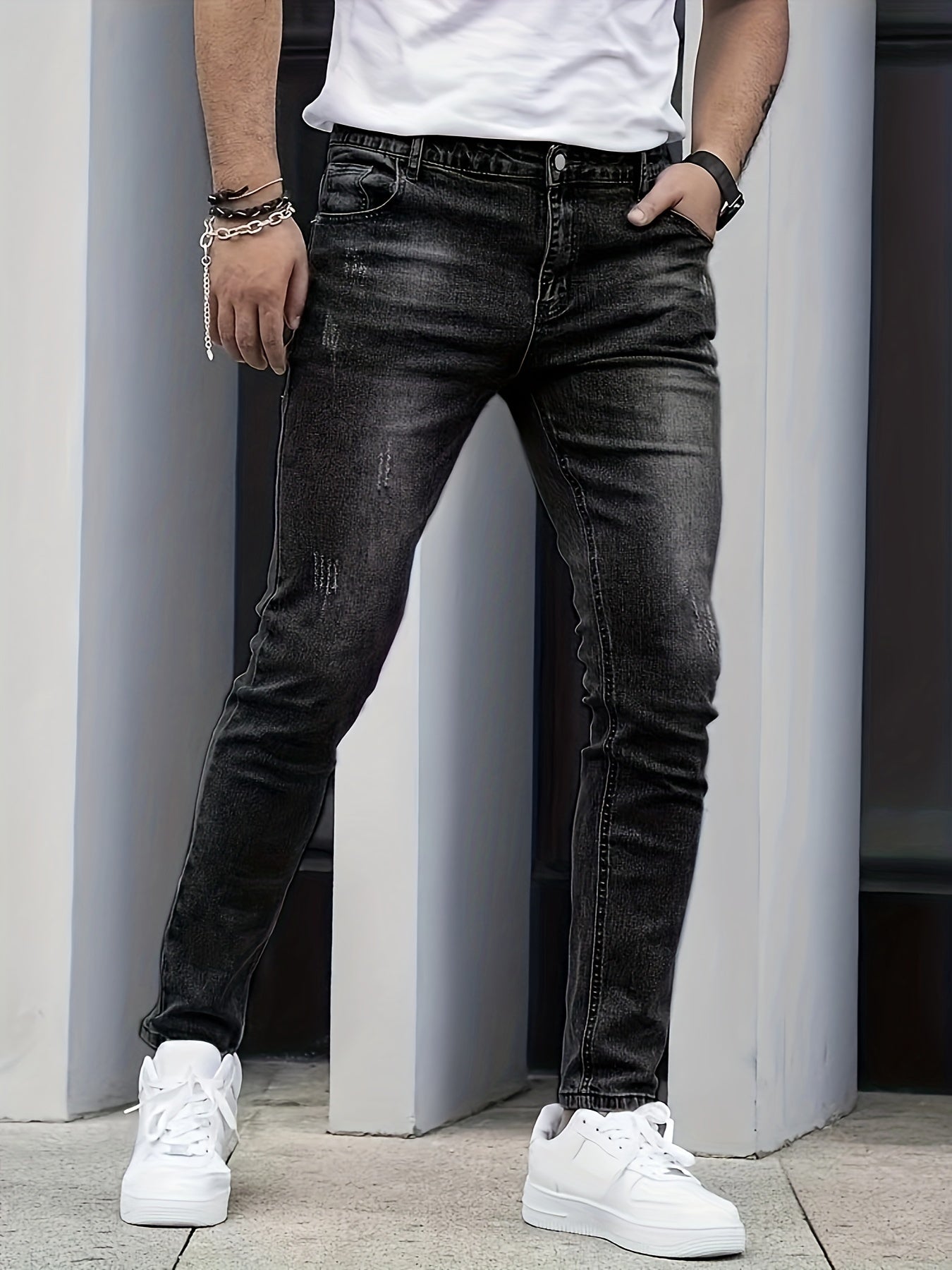Men's Slim Fit Distressed Stretch Denim Jeans