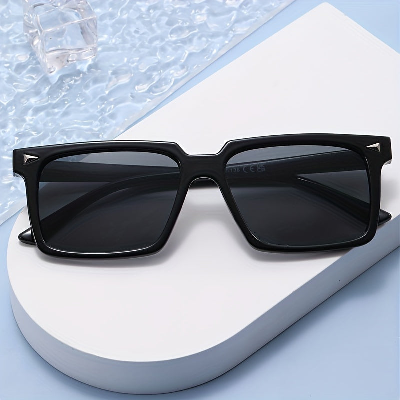 Rectangle Sunglasses Rivet Decor Glasses UV400