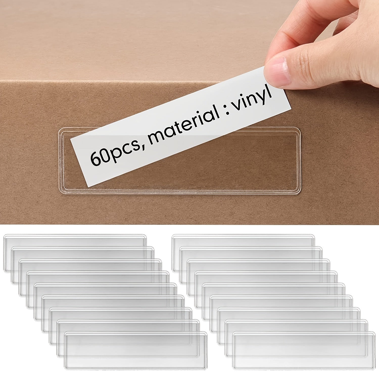 60pcs Clear Label Holders Adhesive Shelf Tag Pockets for Bookshelf