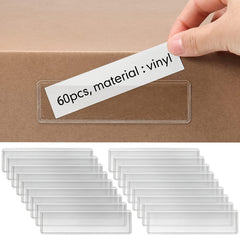 60pcs Clear Label Holders Adhesive Shelf Tag Pockets for Bookshelf