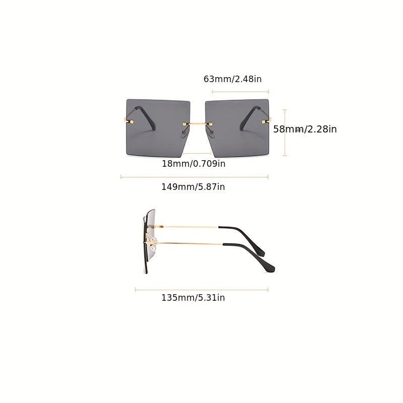 Square Rimless Sunglasses Gradient UV400 Sun Shades