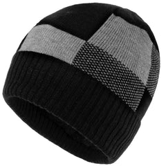 Plaid Warm Beanie Hat Winter Knitted Thick Hat