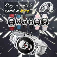 Skull Alloy Round Wrist Watch For Men And Women
