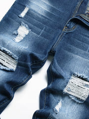 Slim Fit Vintage Ripped Jeans Men Casual Street Style Denim Pants
