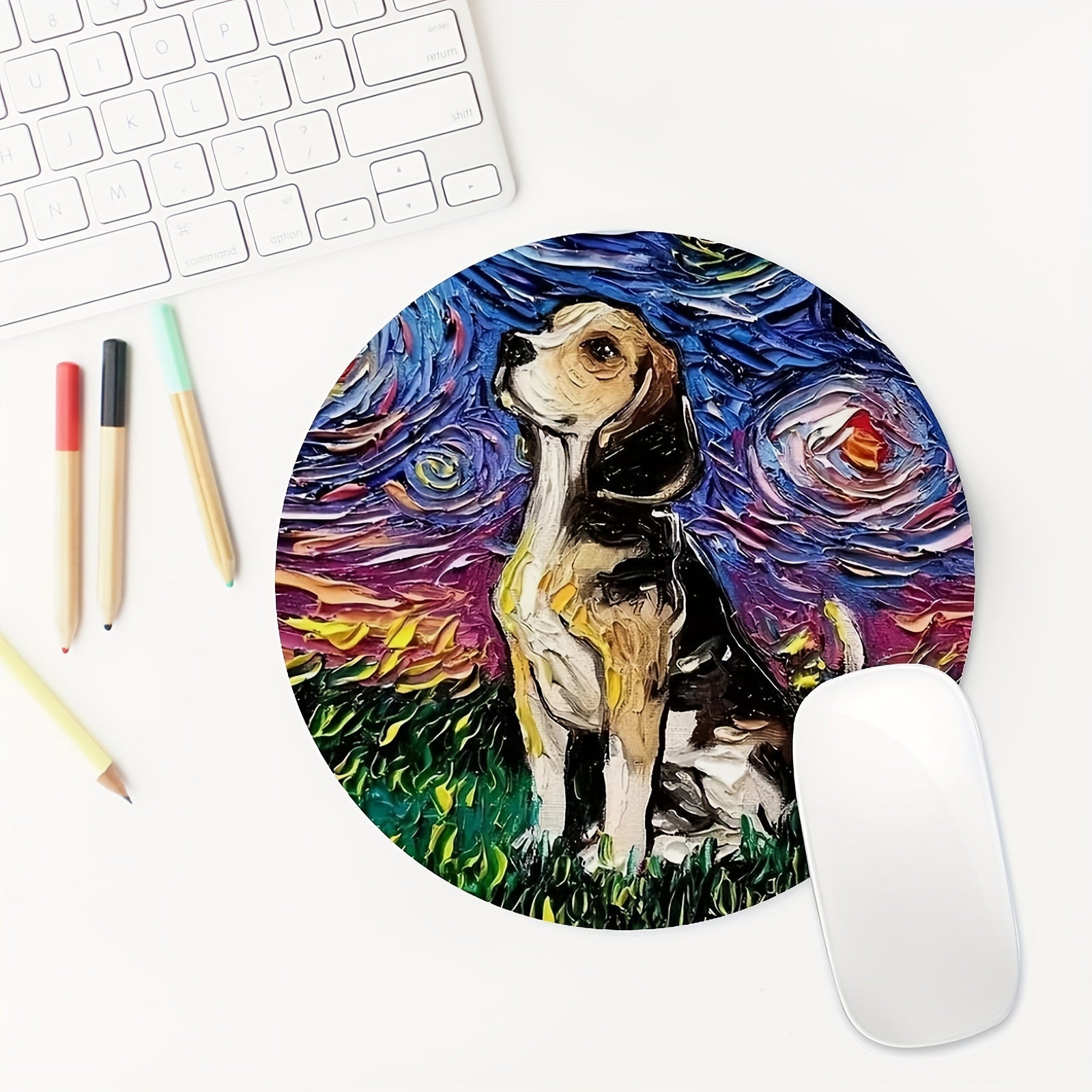 Puppy Round Mouse Pad Non-slip Rubber Base Small Size